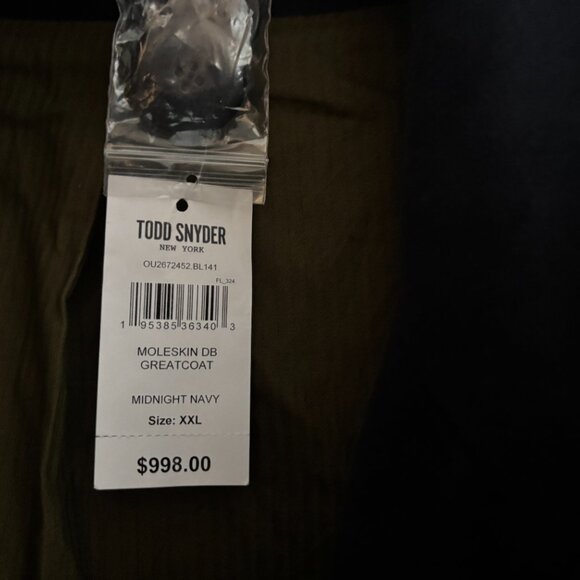 BNWT USD$998 Todd Snyder Double Breasted Moleskin Overcoat- Midnight Navy — XXL - Picture 2 of 16